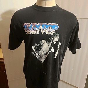VINTAGE IGGY POP 1988 LARGE SHIRT PUNK POP BLUE THUNDER POWER STOOGES